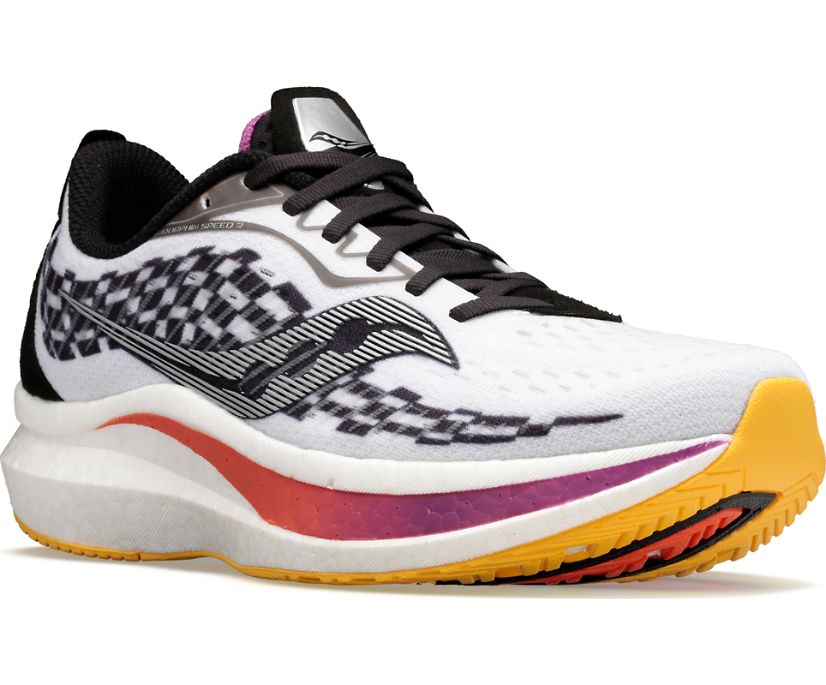 Women's Saucony Endorphin Speed 2 Running Shoes White / Black | Singapore 121JPQJ